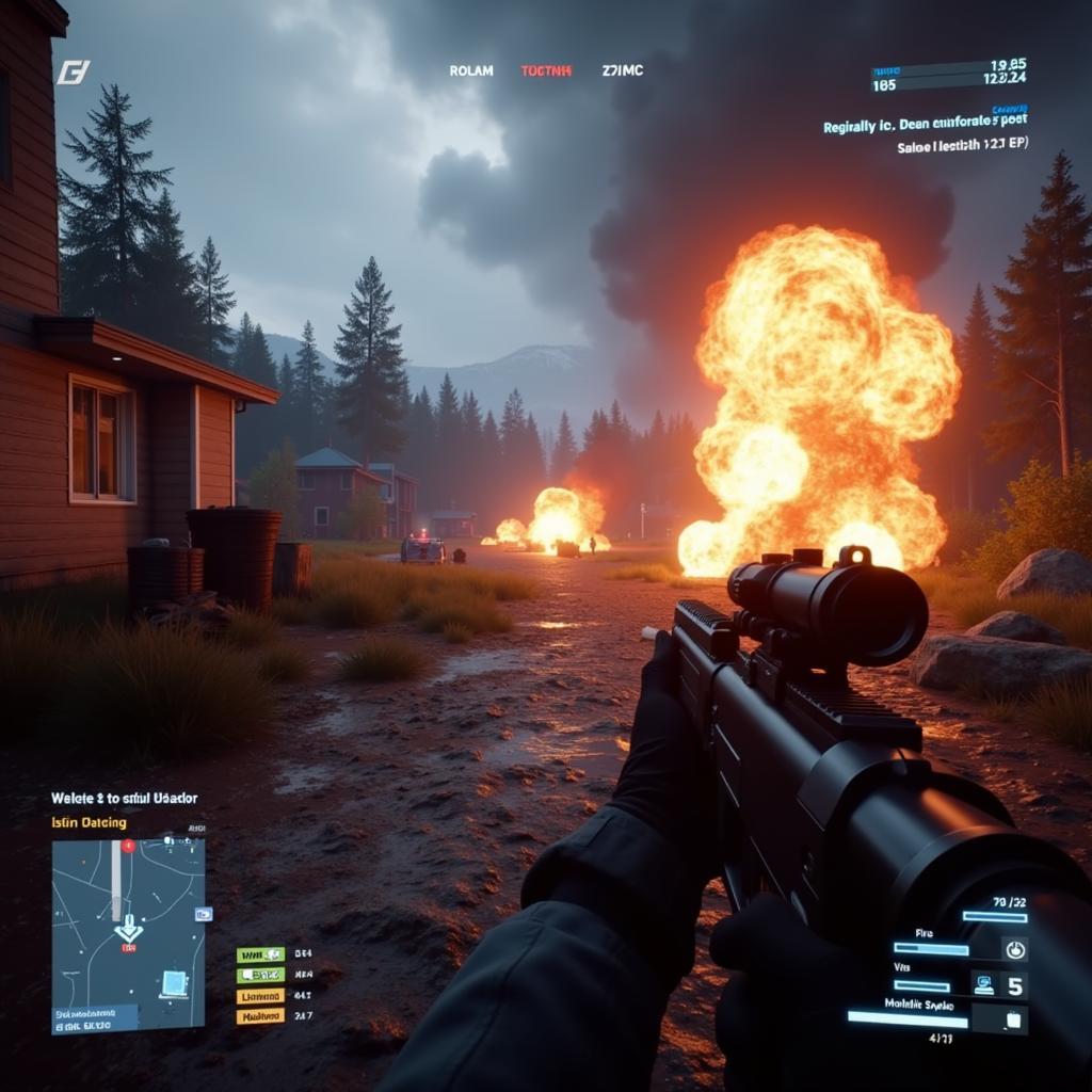 Intense firefight between two teams in Battlefield 4 on a console