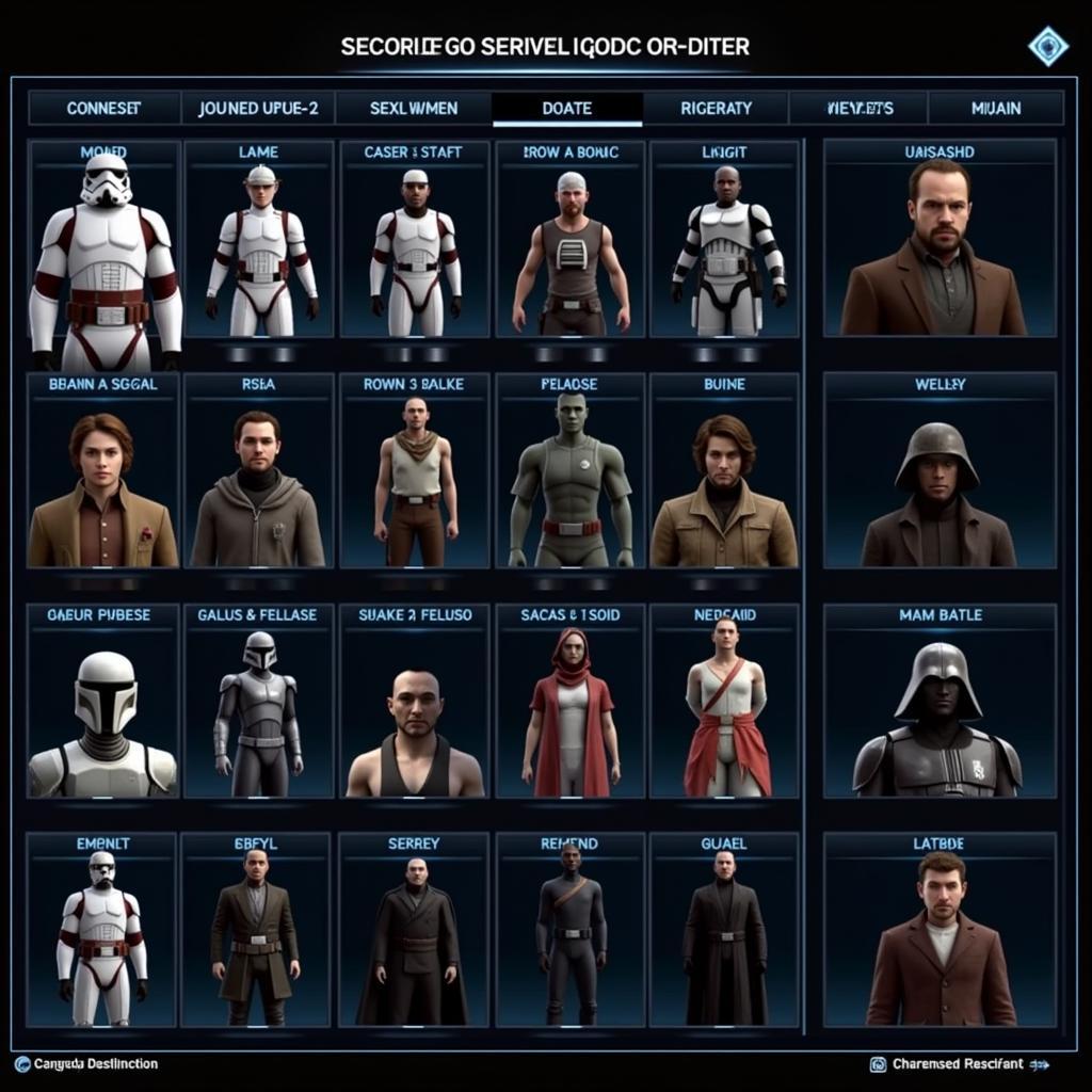 Star Wars Battlefront 2 Character Selection Screen