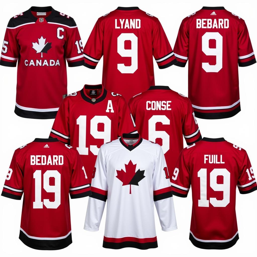 A collection of Bedard Canada jerseys