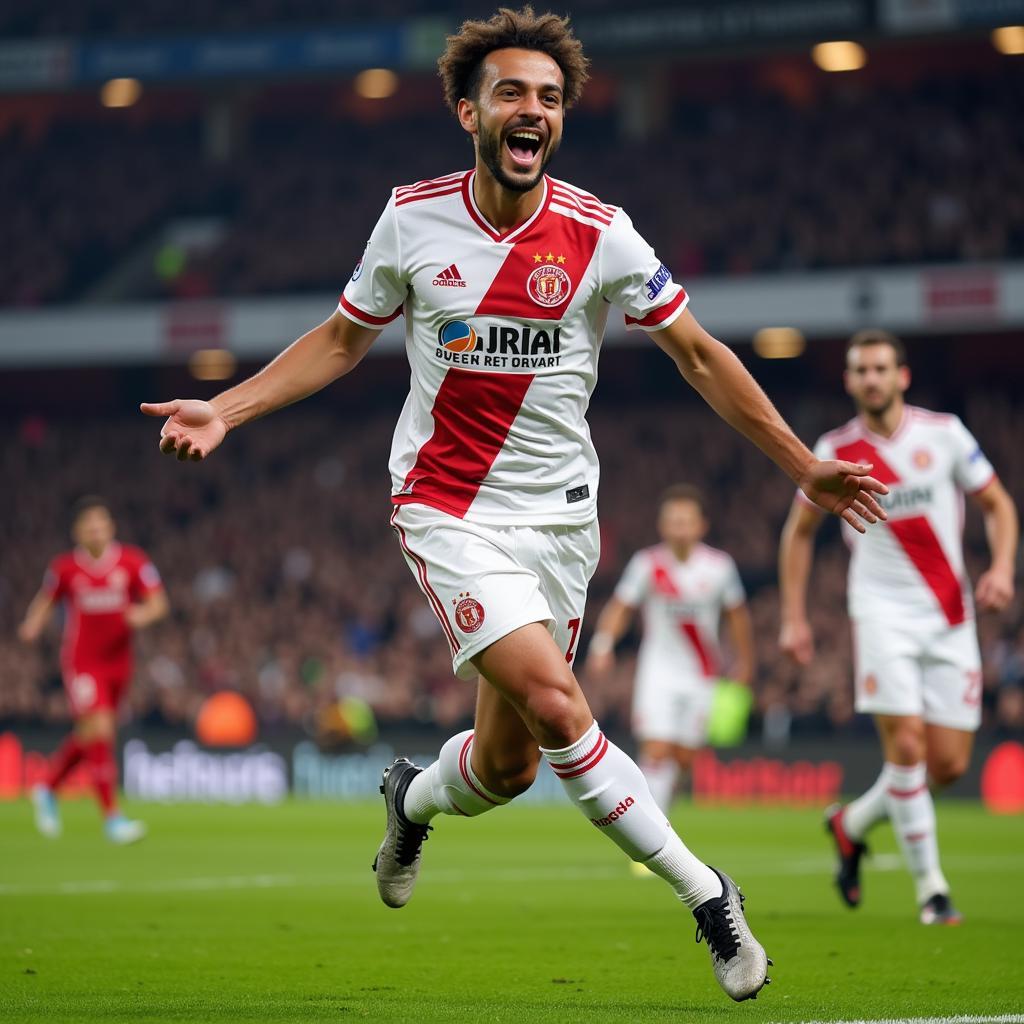 Bernardo Silva celebrates a goal with his teammates in FIFA 23