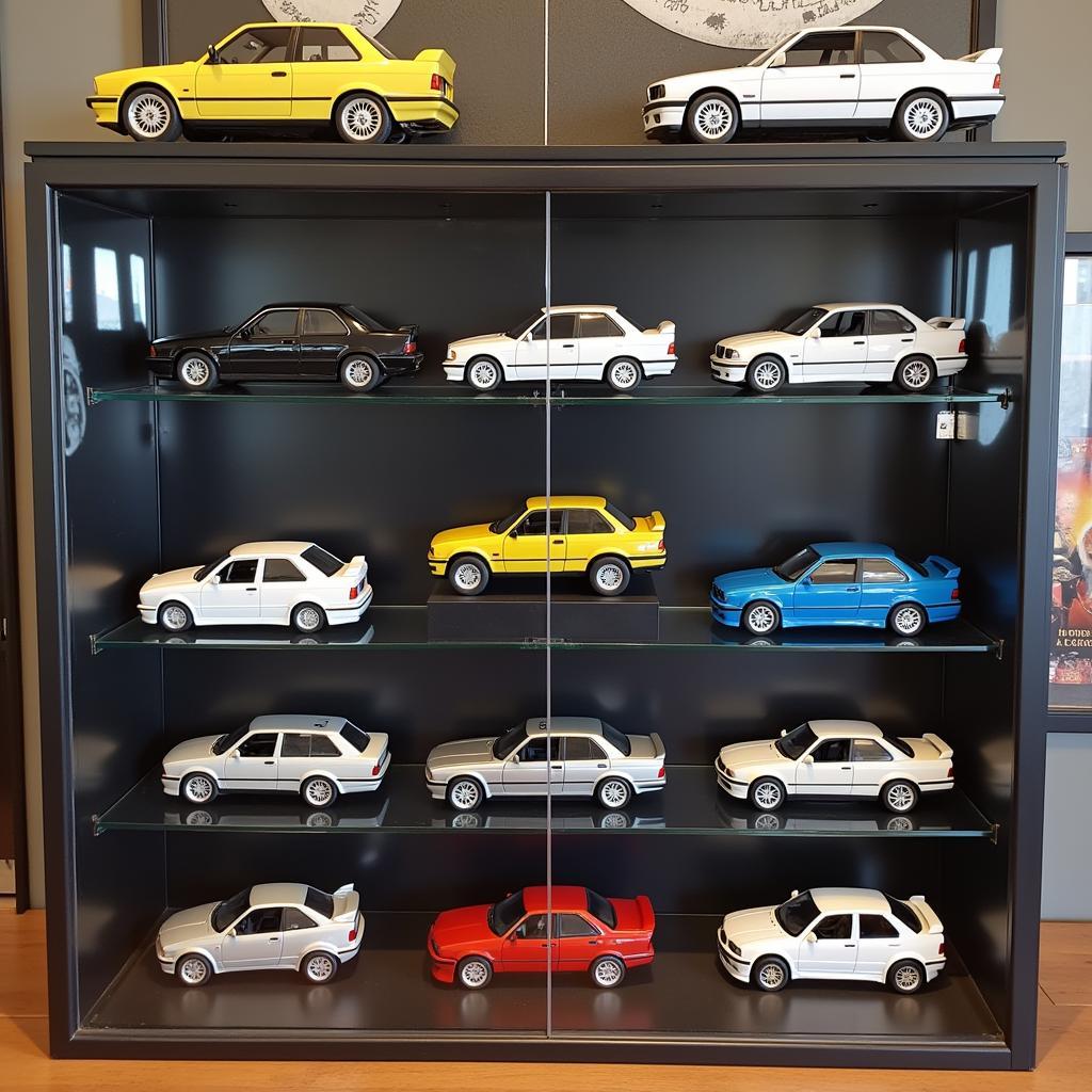  A collection of scale models of different generations of the BMW M3.