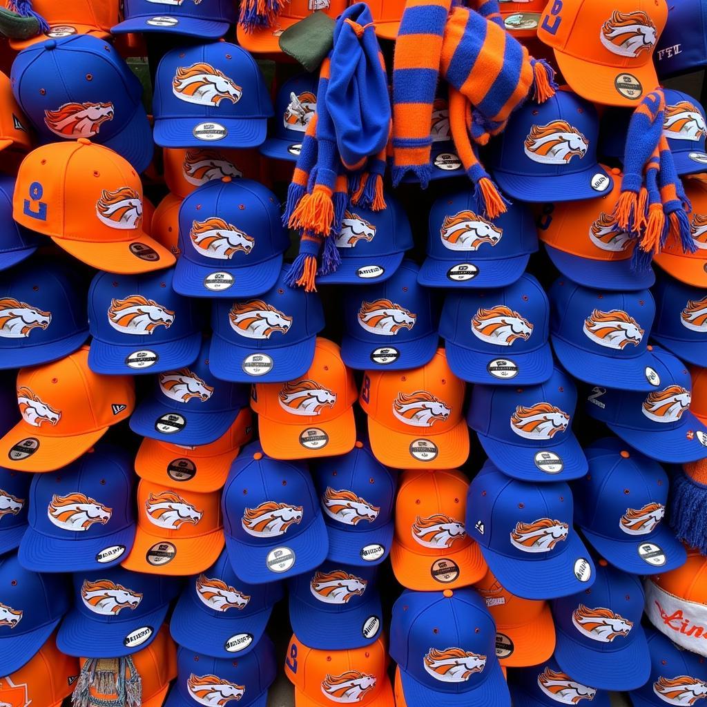 Display of Boise State Broncos hats and accessories