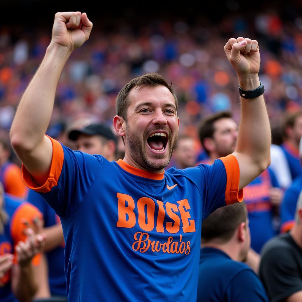 Boise State Broncos fan sporting a jersey