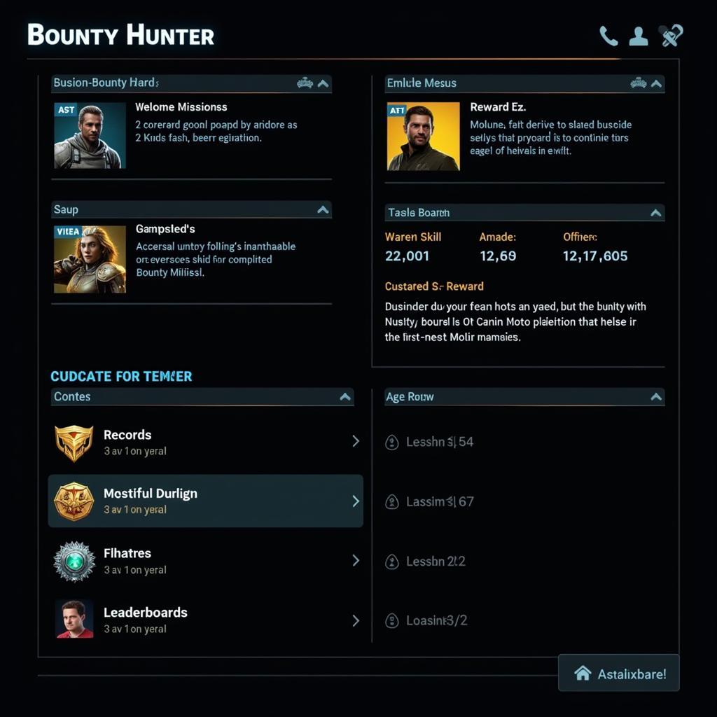 Bounty Hunter Menu Interface