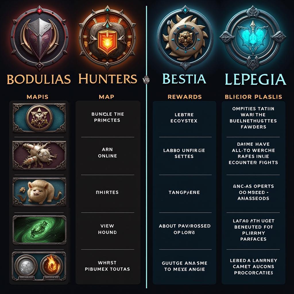 Bounty Hunters vs Bestia Maps Comparison Table