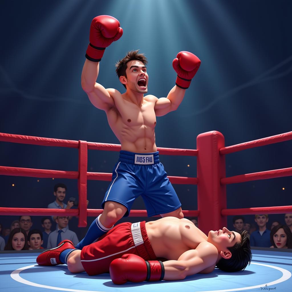 Celebrating a knockout victory in Boxing Live 2 unblocked game