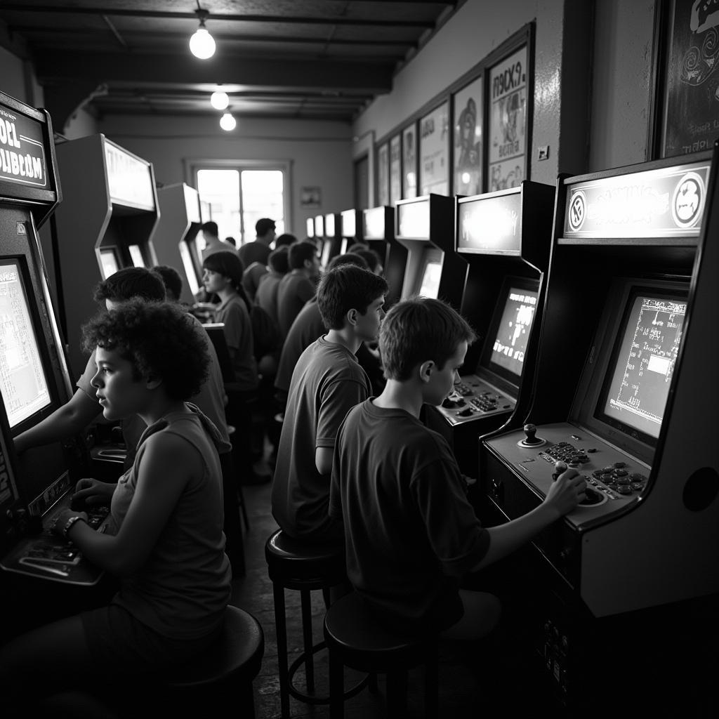 Bustling Brazilian Arcade in the 1980s