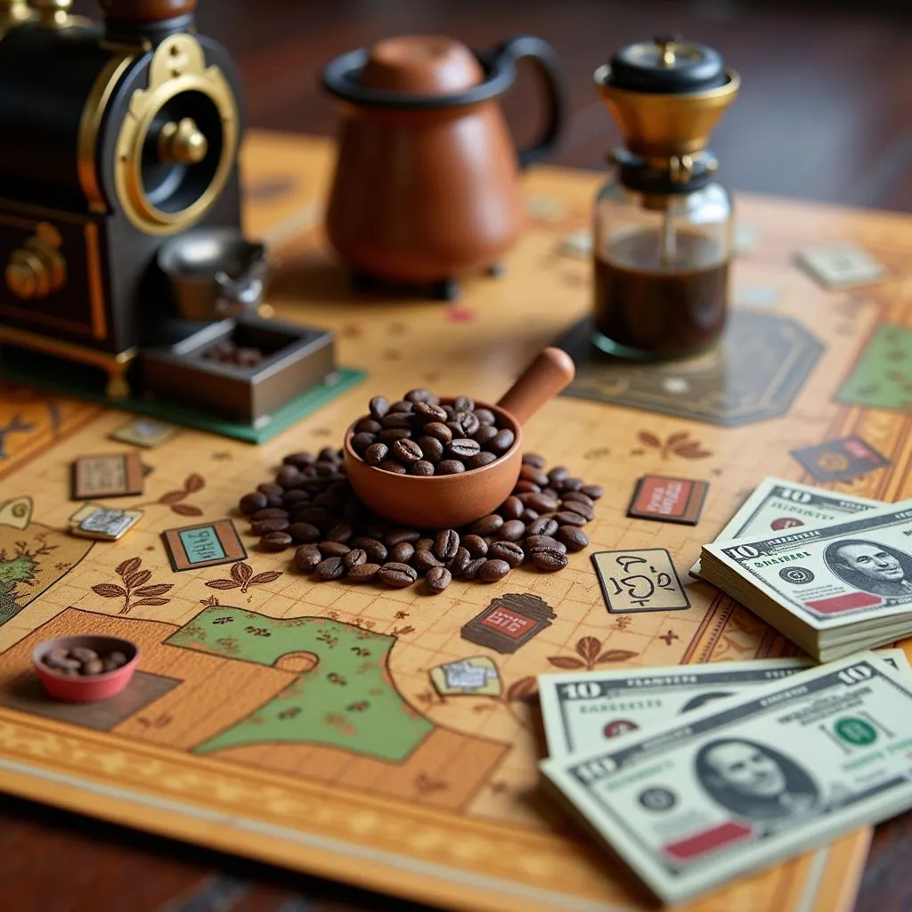 Close-up shot of the Coffee Roaster board game