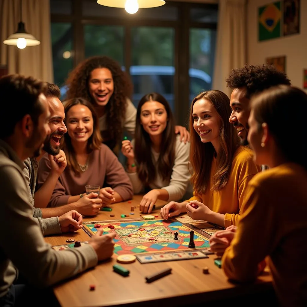 Group of Friends Enjoying Brazilian Board Games