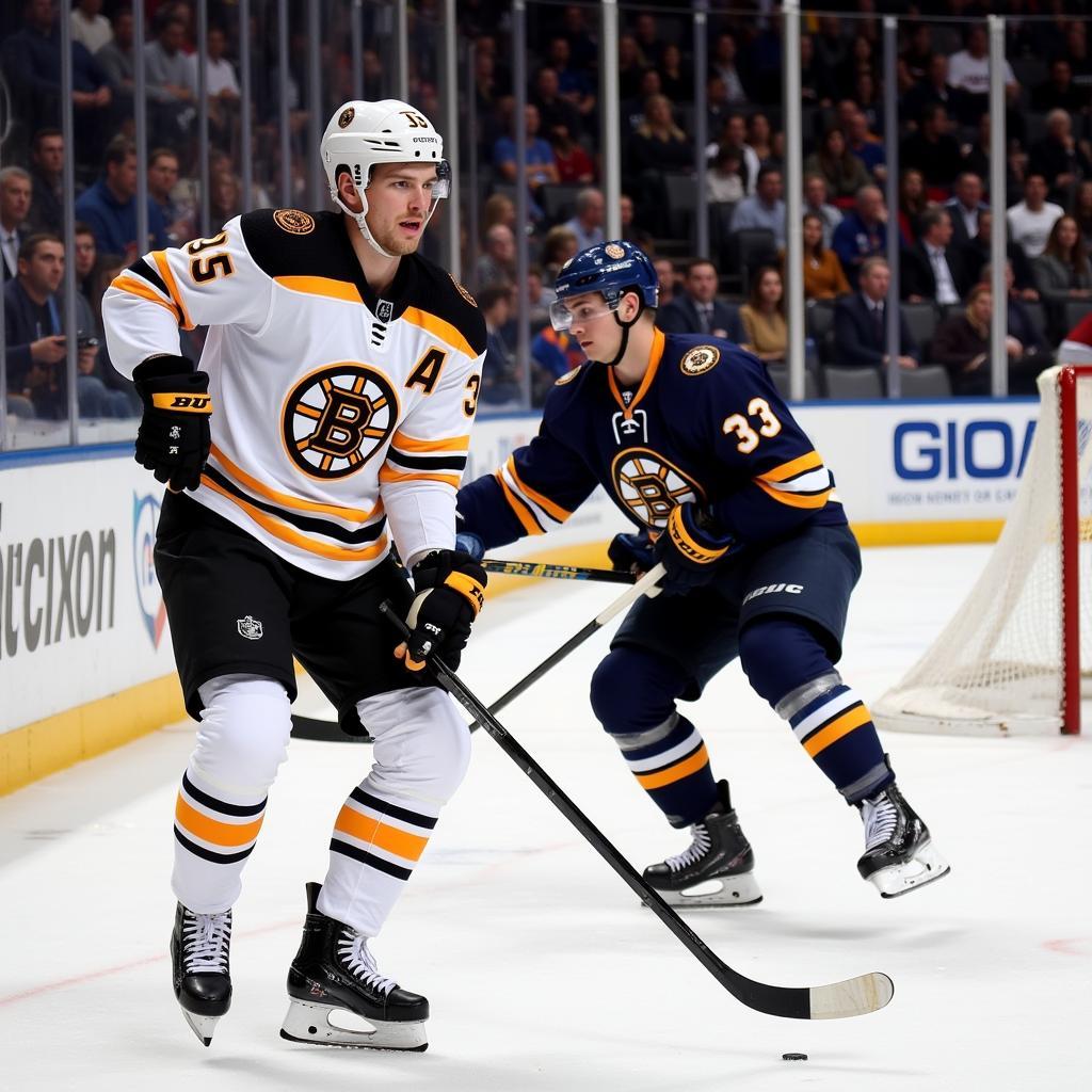 Bruins Players in Action During the 2023 Winter Classic