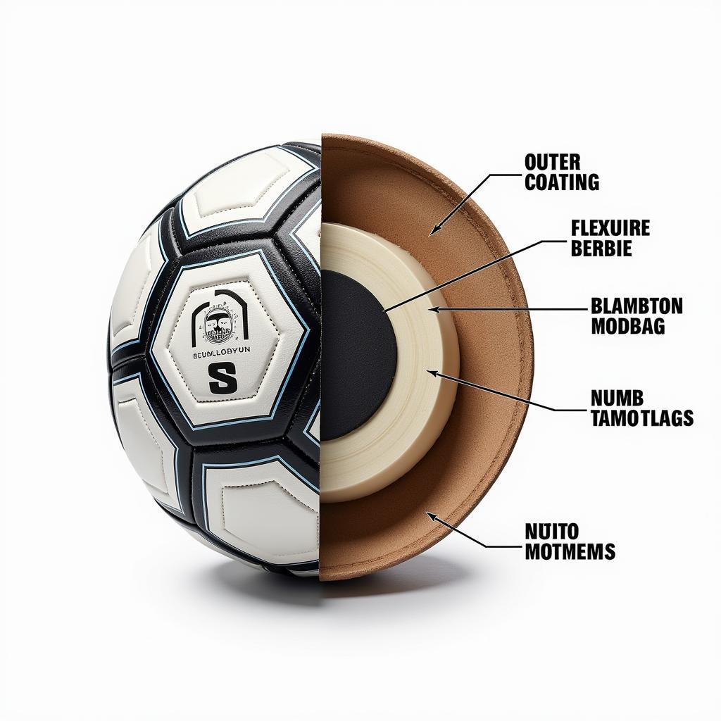 Cross-section of the 23/24 Bundesliga ball revealing its internal layers