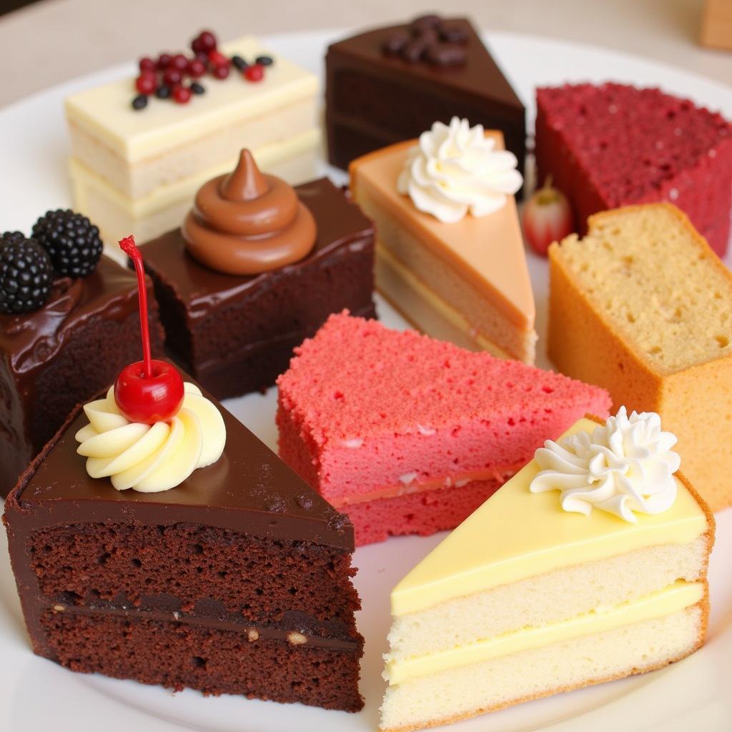 Variety of cake slice flavors