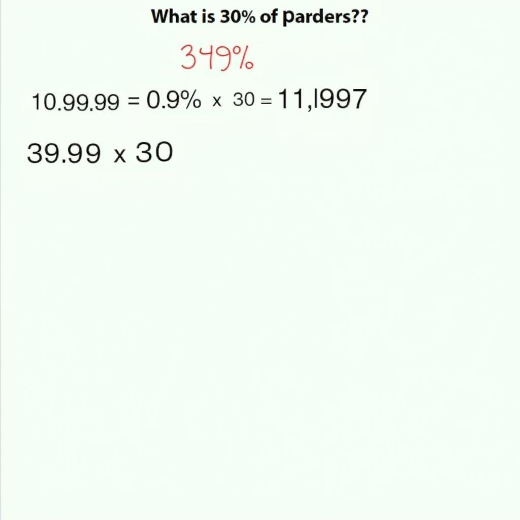 Example of calculating 30 percent of 39.99