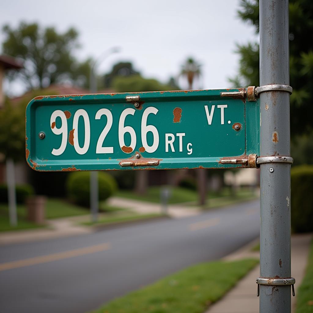 A street sign displaying a California zip code