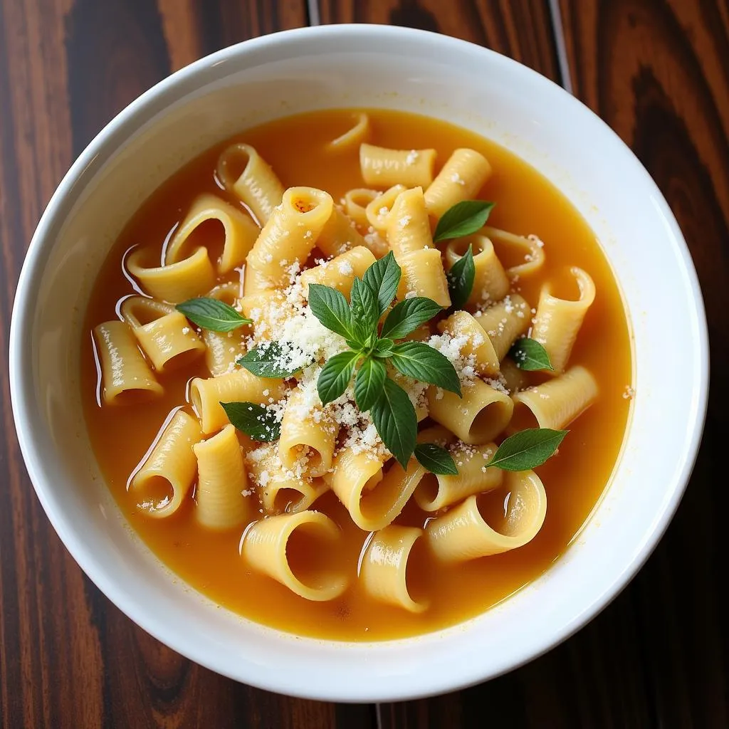 Bowl of capelletti served in broth