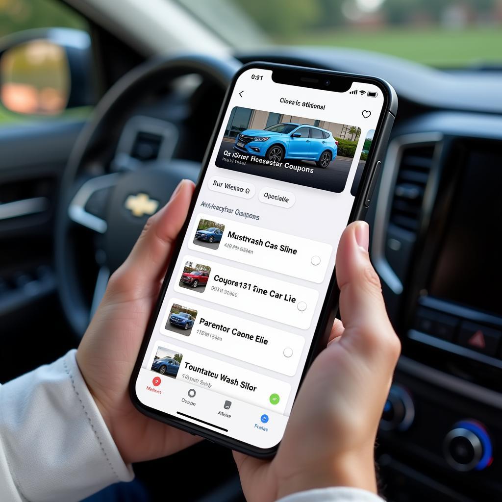 Car Wash Discount Coupons on a Smartphone