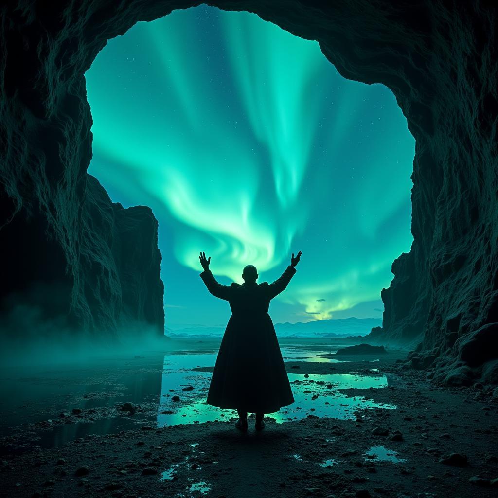 Caruso Performing Under the Northern Lights in Iceland