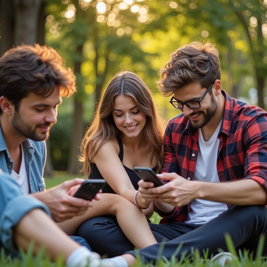 Friends enjoying casual mobile games together