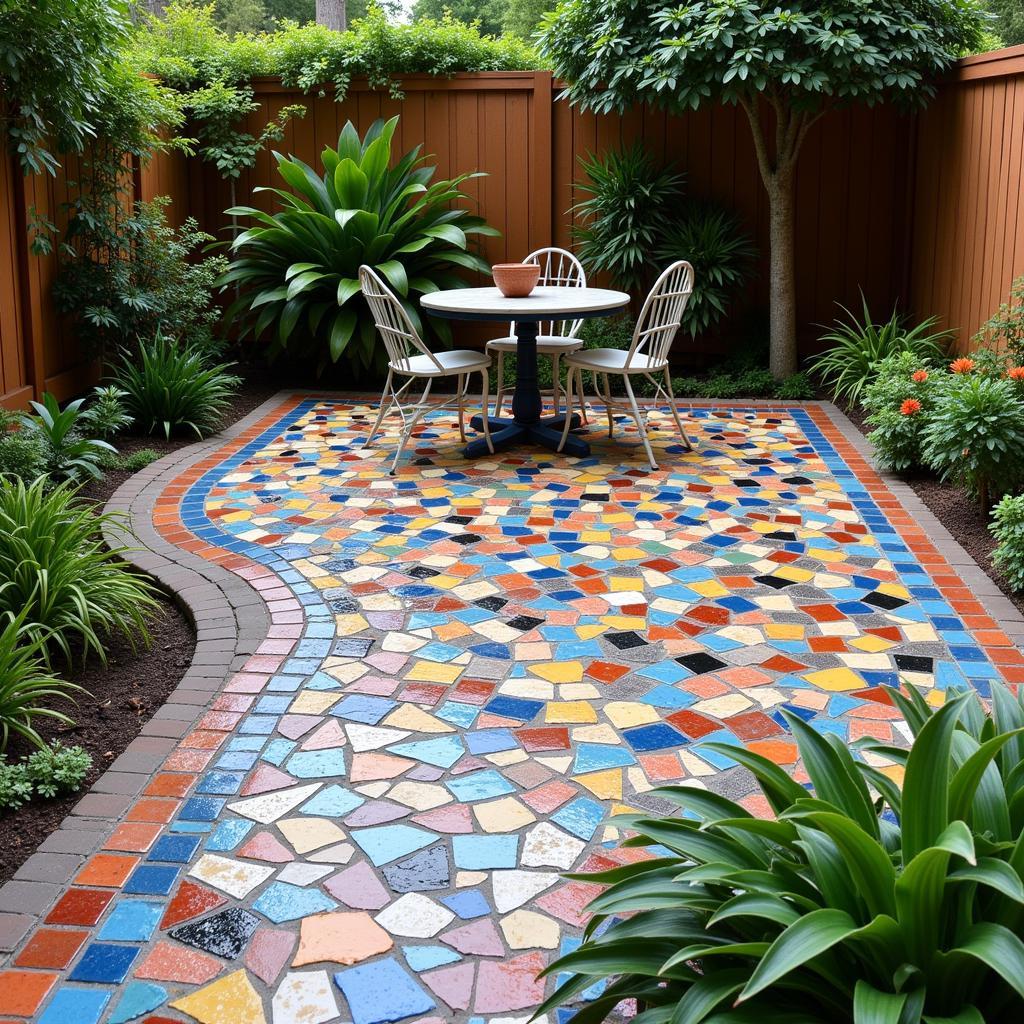 Ceramic Tile Patio with Intricate Patterns