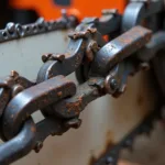 Chainsaw chain ripped apart