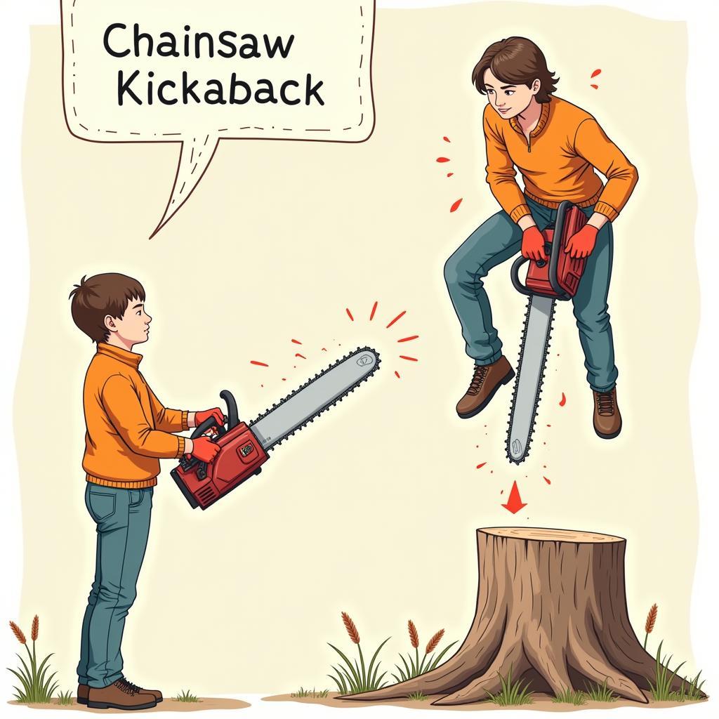 Chainsaw kickback illustration