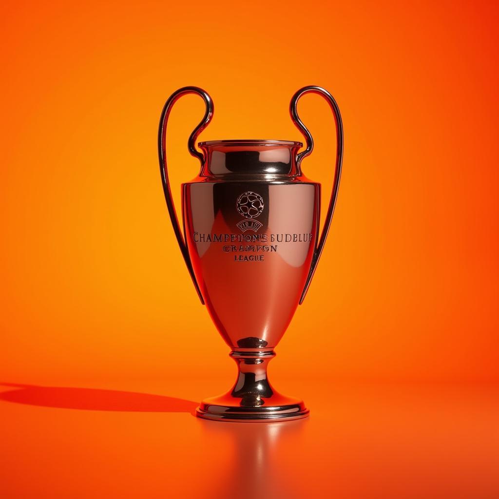 Champions League Trophy on Orange Background