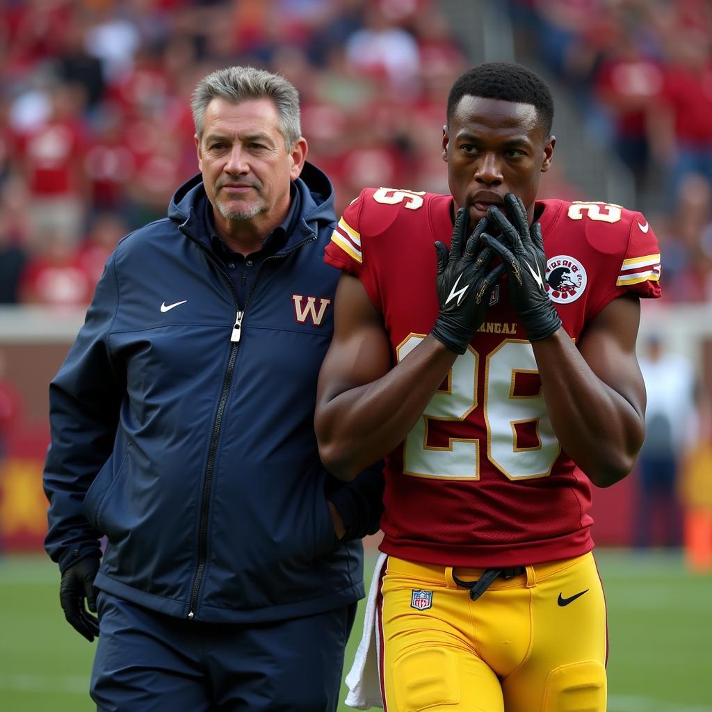 Chase Young Being Helped off the Field After Injury