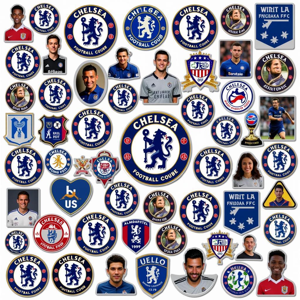 A diverse collection of Chelsea FC stickers