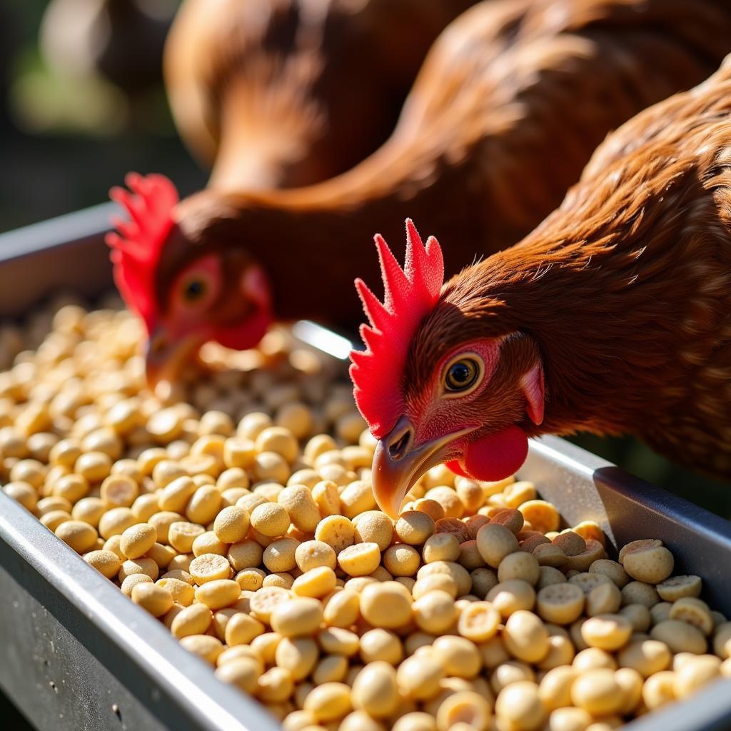 Chicken Consuming Feed Containing Kernel Cobb