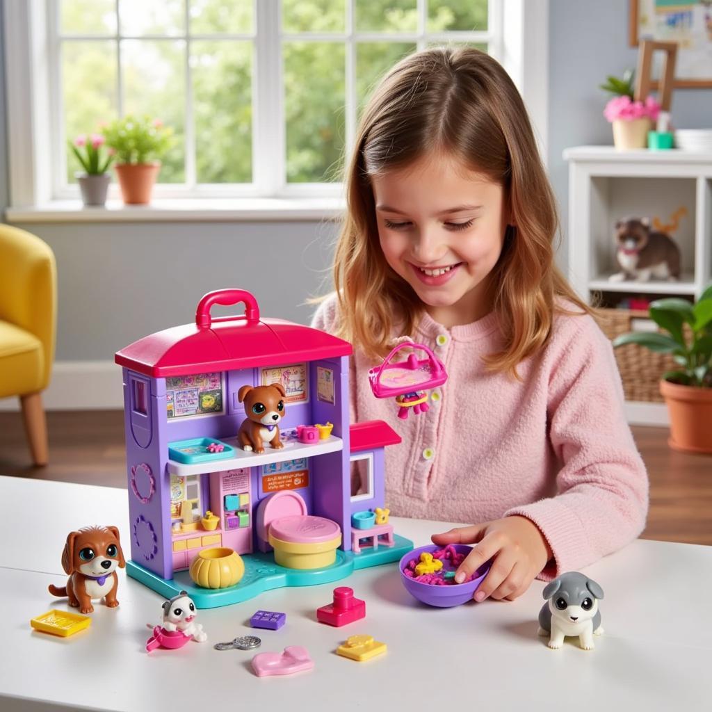 Child Playing with Littlest Pet Shop Playset