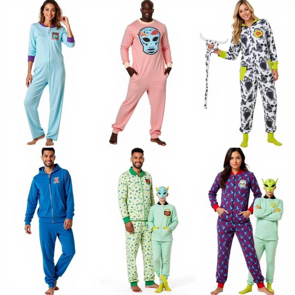 Different styles of alien pyjamas