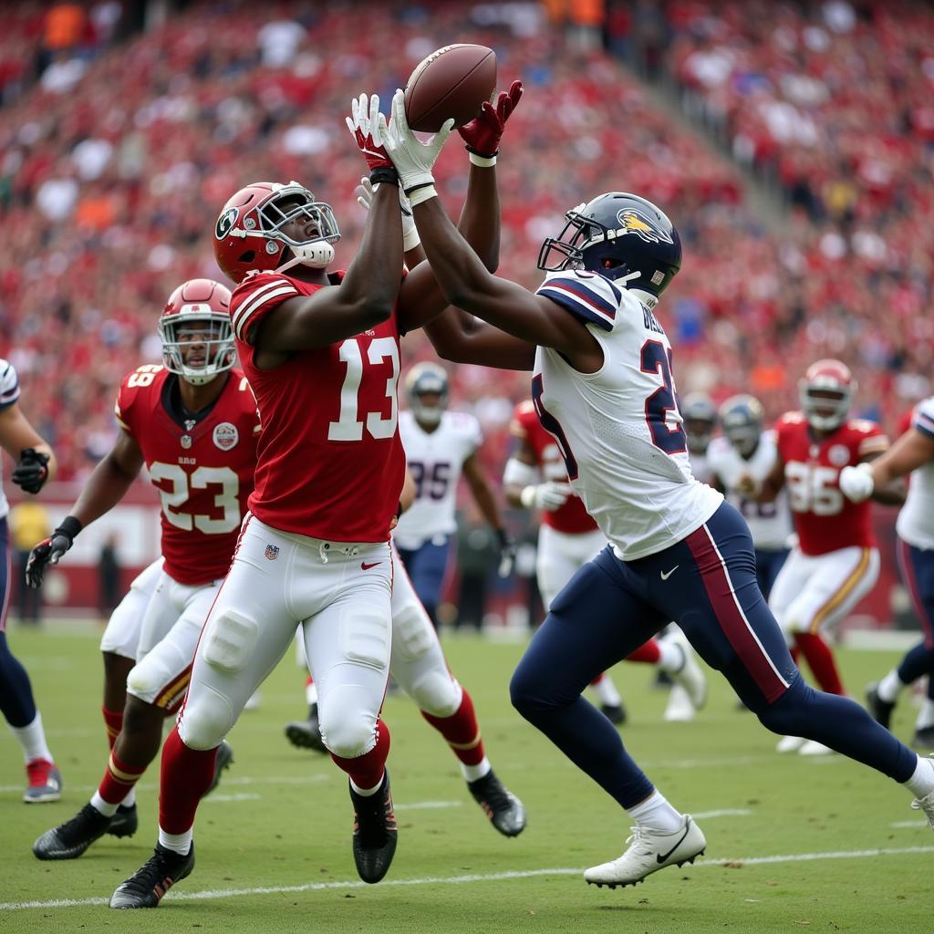 Christian Watson makes a contested catch