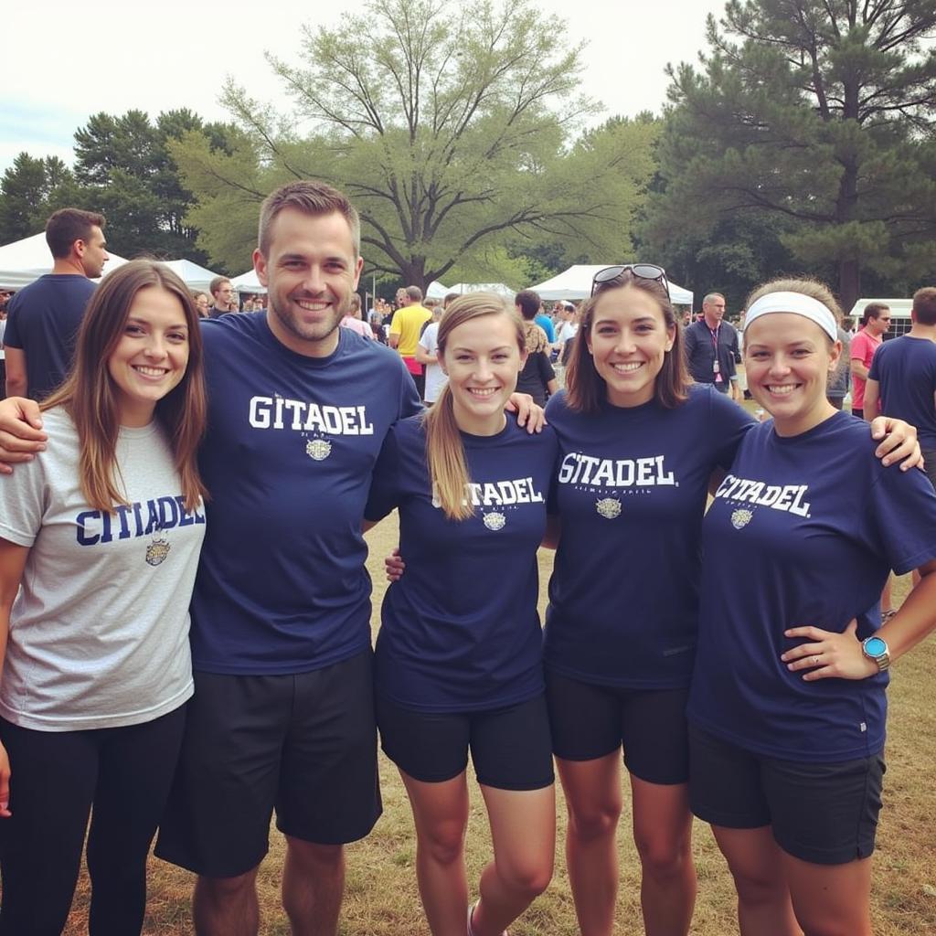 Members of the Citadel Football Forum connecting at a tailgate party