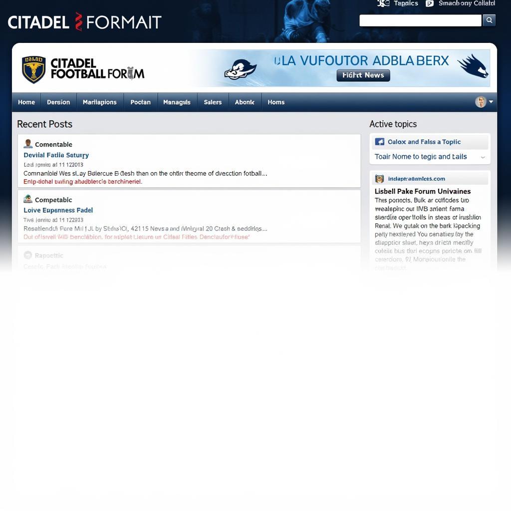 Screenshot of Citadel Football Forum homepage