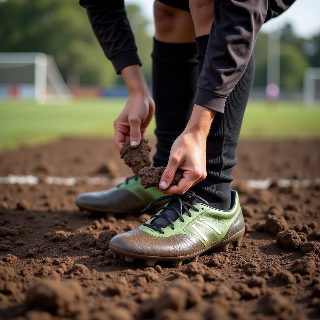 Cleaning Cup Boots After a Muddy Game