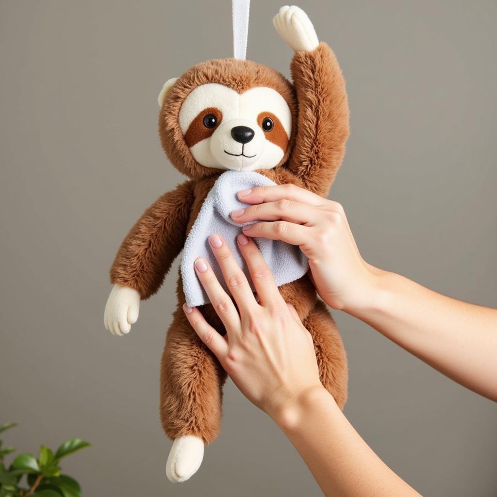 Cleaning a Hanging Sloth Stuffed Animal