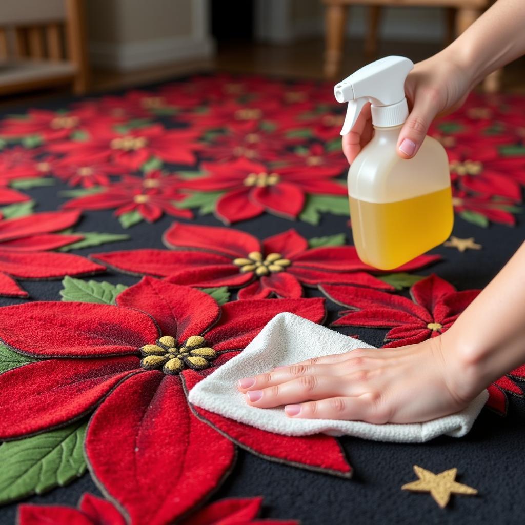 Cleaning a Poinsettia Rug