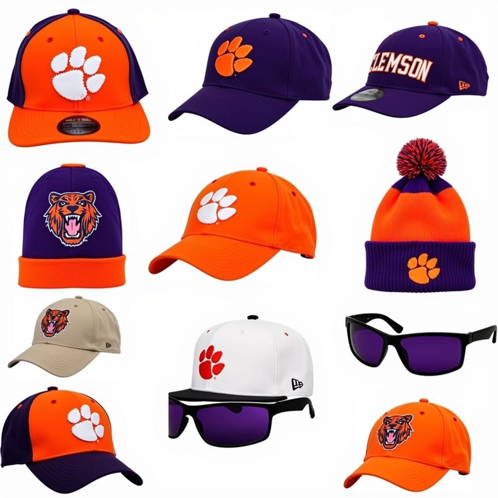 A selection of Clemson Tigers hats