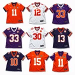 Clemson Tigers jerseys on display