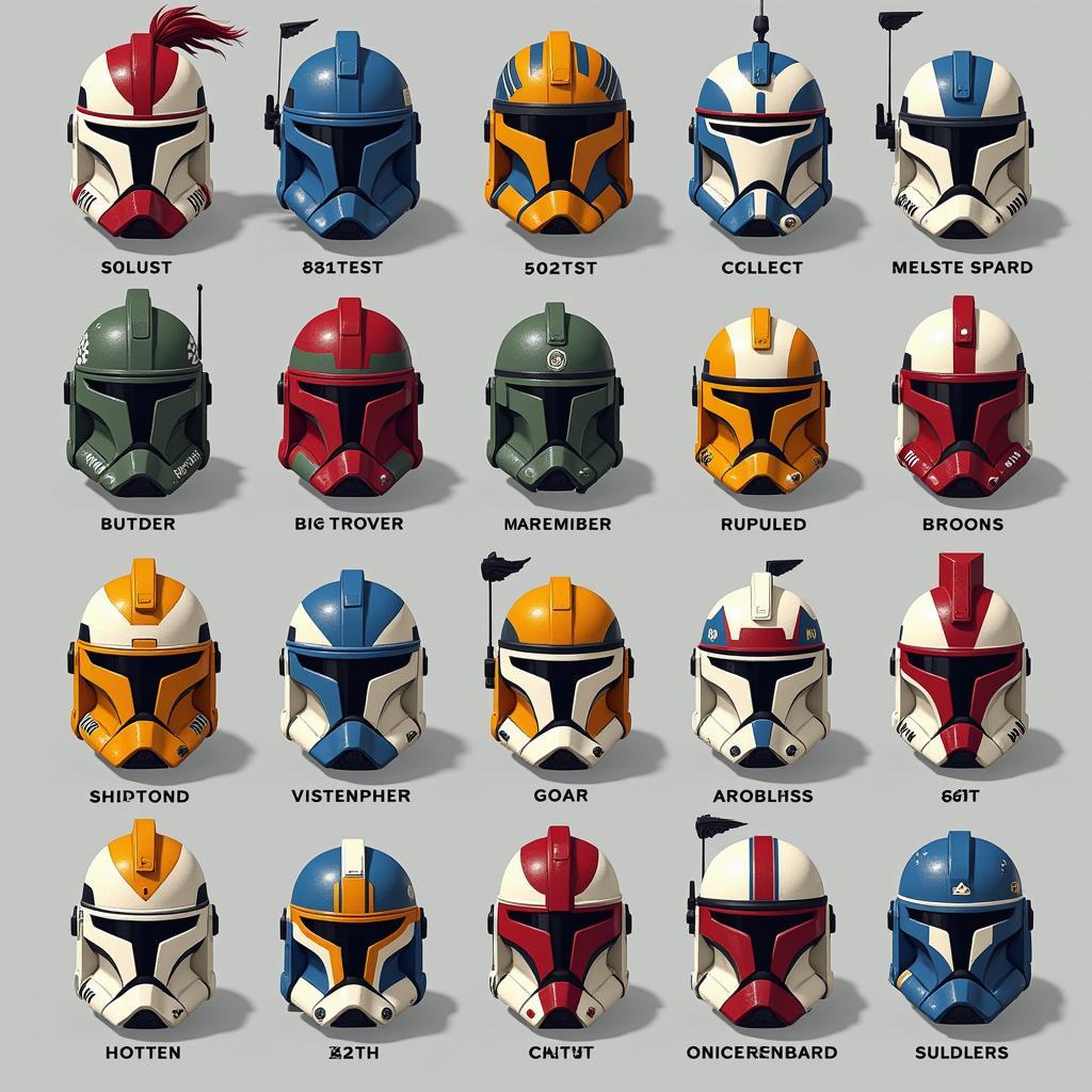 Various Clone Trooper Helmet Designs