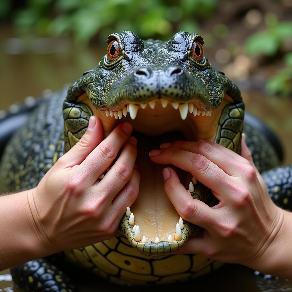 Close up of the Gator Chomp gesture.