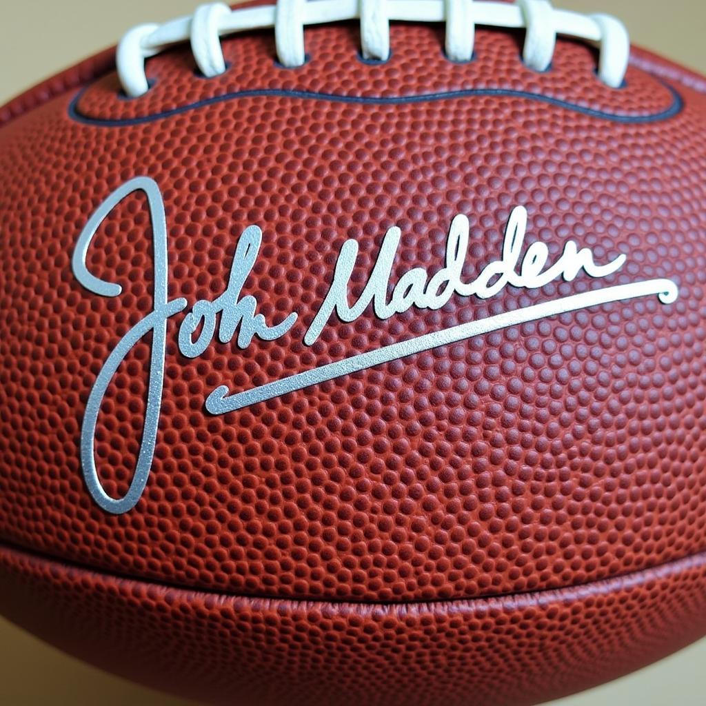 Close-Up of John Madden Signature on Football