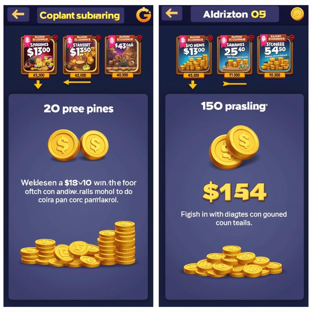 Coin package options for mobile games