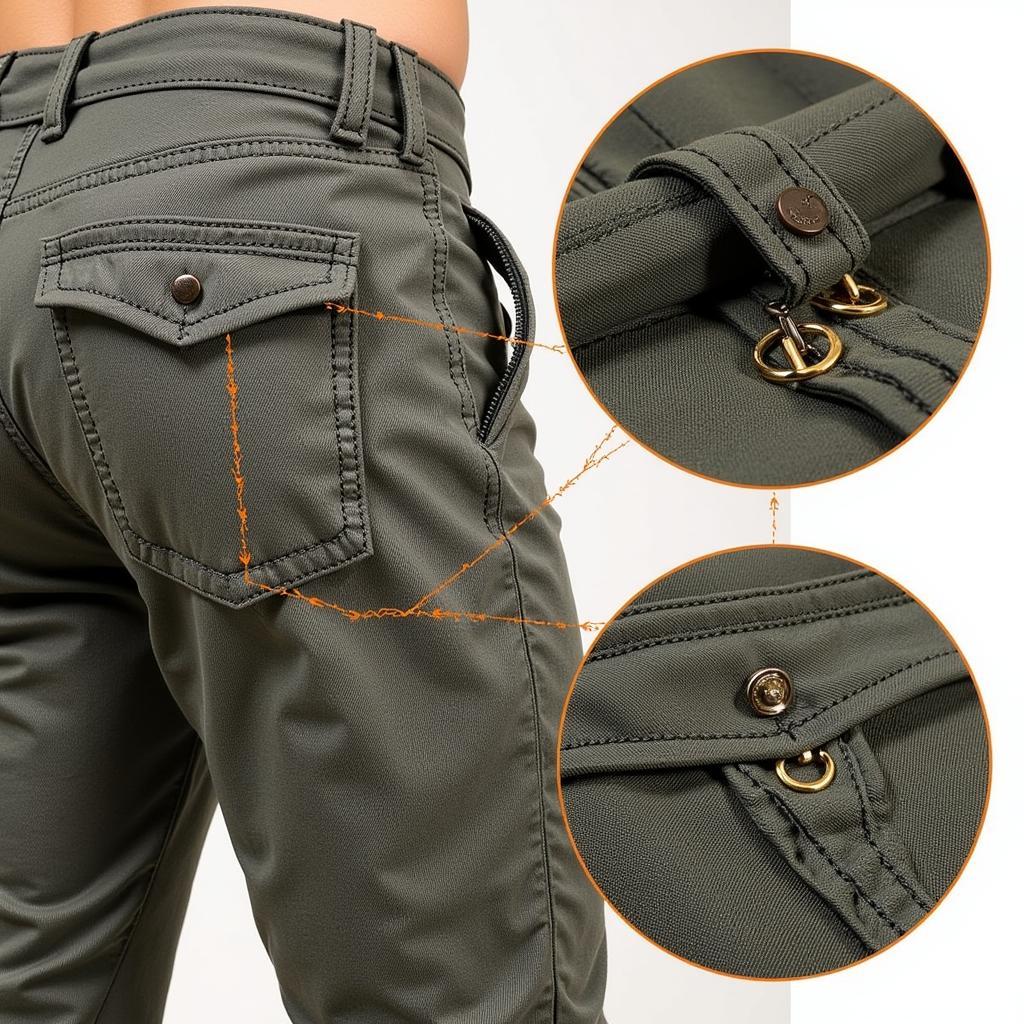 Close-up shot highlighting the details of Cold Wall cargo pants, such as pockets, zippers, and fabric texture