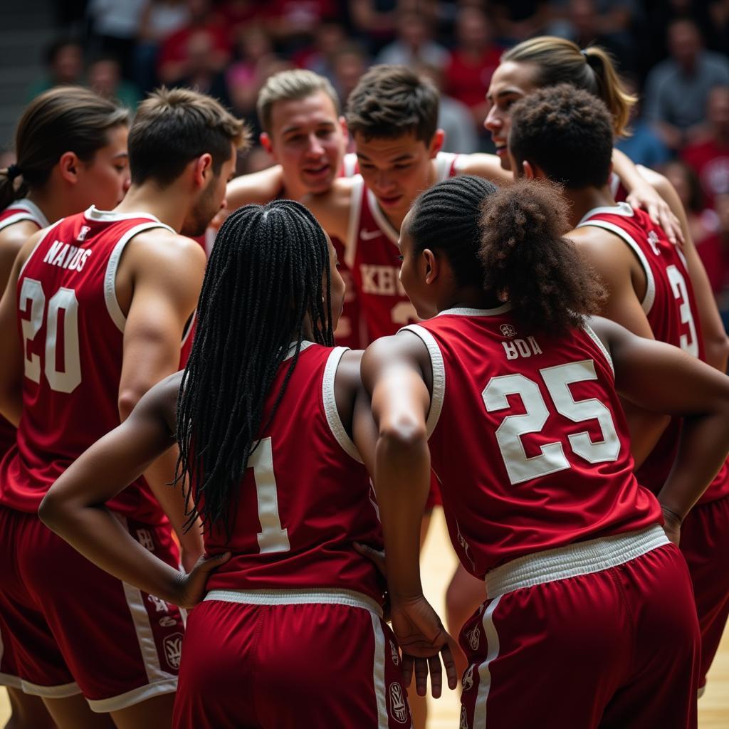 College Basketball Team Huddle