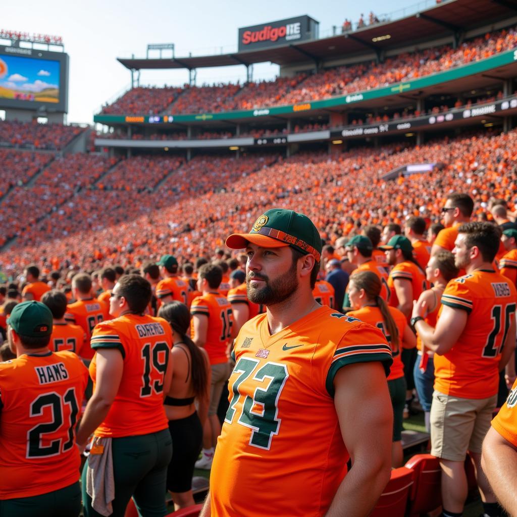 Colorado State Rams Fans in Orange Jerseys