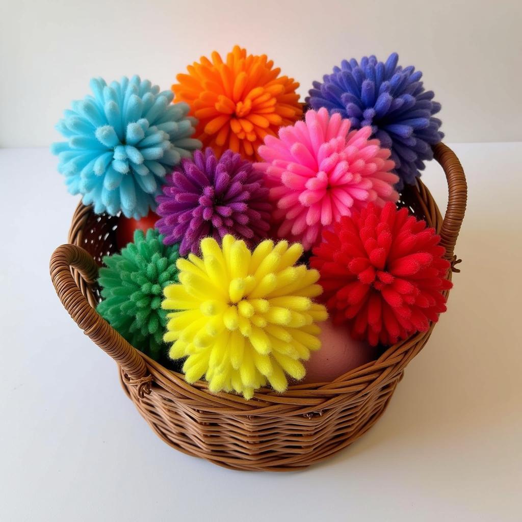 Assortment of colorful felt poms