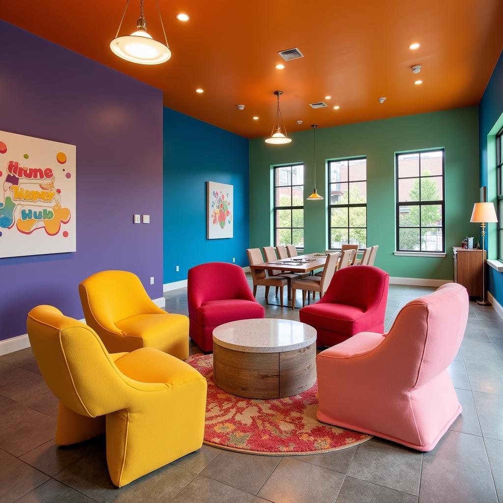 Colorful Marshmallow Chairs in a Game Room