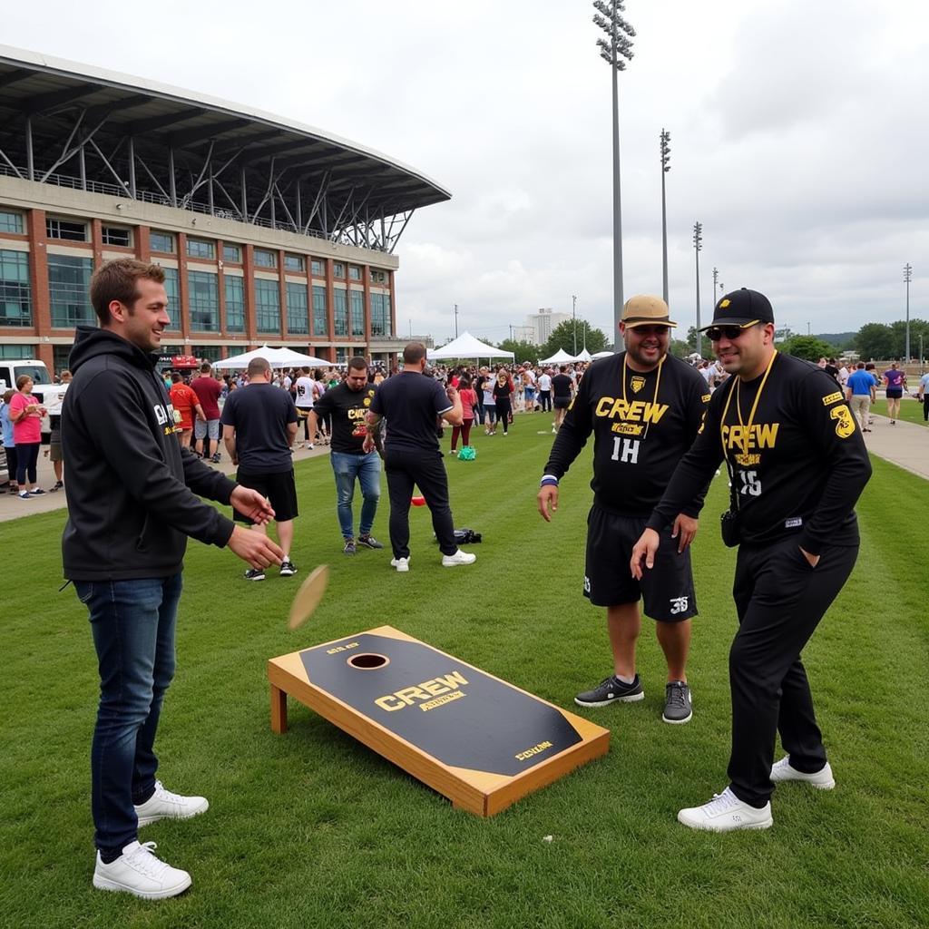 Fans at a Columbus Crew tailgate party