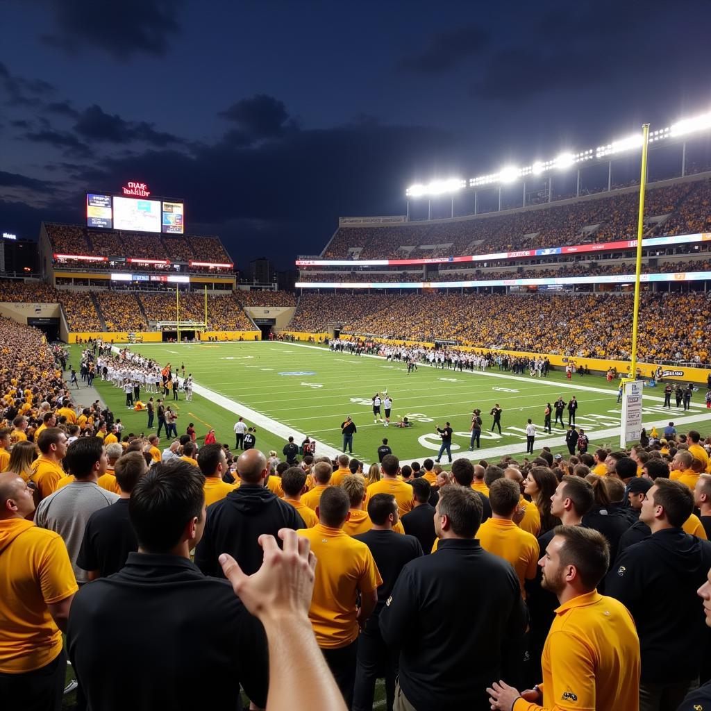 Washington Commanders fans cheering at a packed stadium